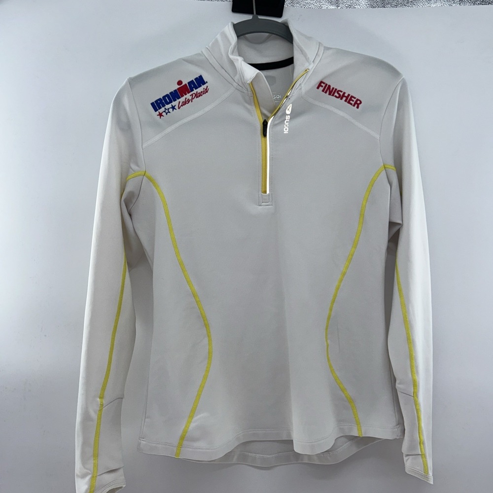 Rare Sugoi Ironman Lake Placid Finisher Ladies Medium 1/4 Zip White Embroidered